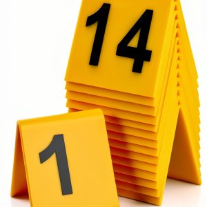 TOYANDONA 15 Pcs Evidence Markers Set, Numbered 1-15 Crime Scene Markers Table Number Holders for Halloween Party Decorations, Plastic Table Signs for Restaurant, Forensic, Or Game Use-0