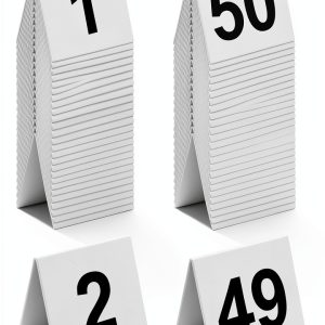 Restaurant Table Numbers 1-50 White Acrylic Tent Cards Estleys-0