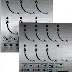 Pop Resin Flame Stickers 4 Set Ring Stove Labels Black on Silver-0
